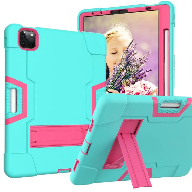 Contrast Color Silicone + PC Combination Case with Holder For Galaxy Tab S5e T720 For iPad 10.2 - For iPad Pro 11