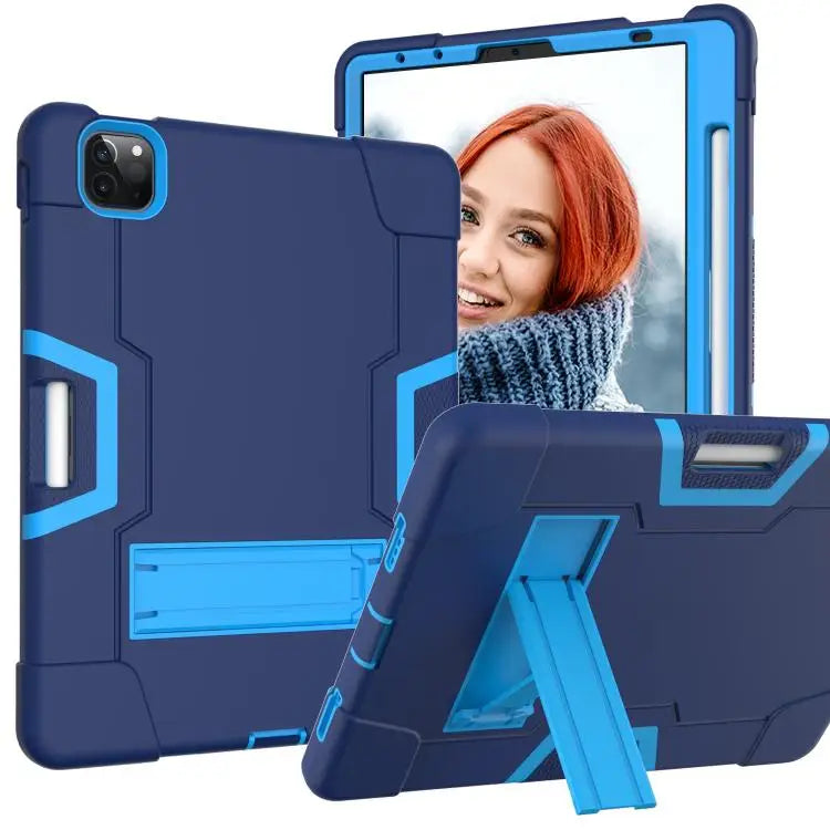 Contrast Color Silicone + PC Combination Case with Holder For Galaxy Tab S5e T720 For iPad 10.2 - For iPad Pro 11