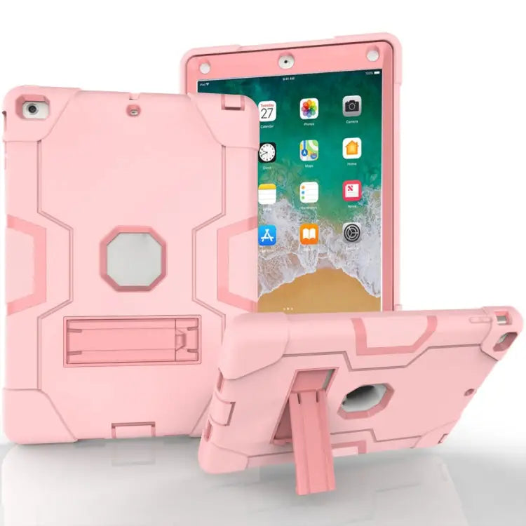 Contrast Color Silicone + PC Combination Case with Holder For Galaxy Tab S5e T720 For iPad 10.2 - For iPad 5 / Rose