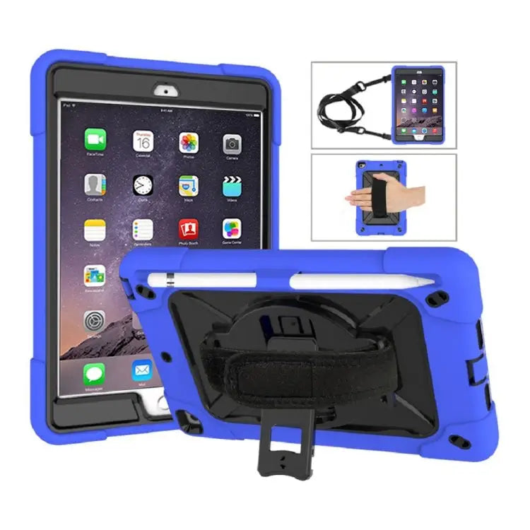 Contrast Color Silicone + PC Combination Case with Holder For iPad mini 3 - For iPad mini 3 / Dark Blue + Black - Apple