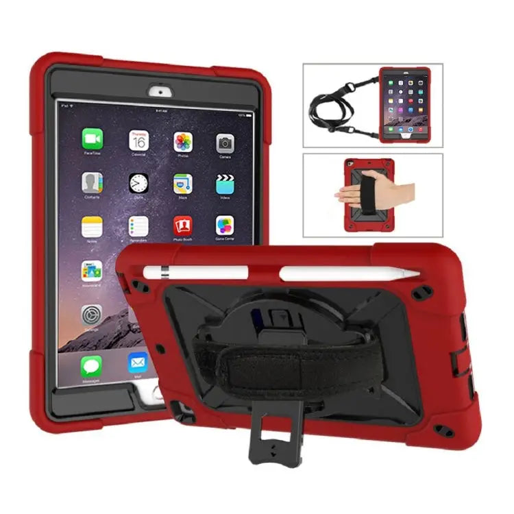 Contrast Color Silicone + PC Combination Case with Holder For iPad mini 3 - For iPad mini 3 / Red + Black - Apple