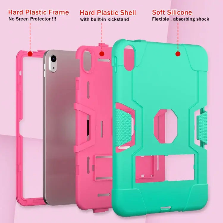 Contrast Color Silicone + PC Tablet Case with Holder For iPad 10th Gen 10.9 2022 - Apple Accessories