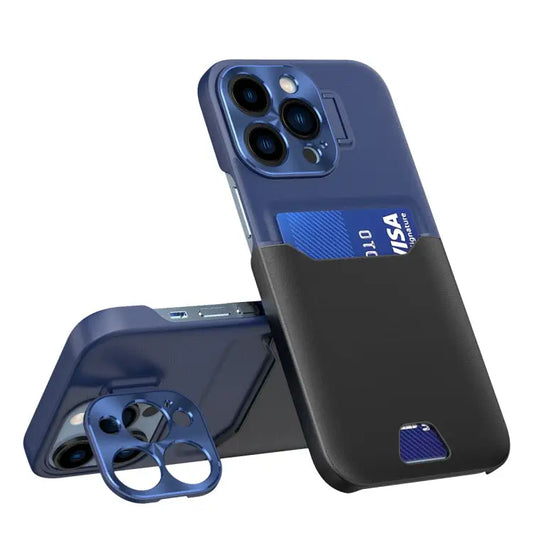 Contrasting Colors Invisible Holder Phone Case - For iPhone 12 Pro Max / Dark Black Blue