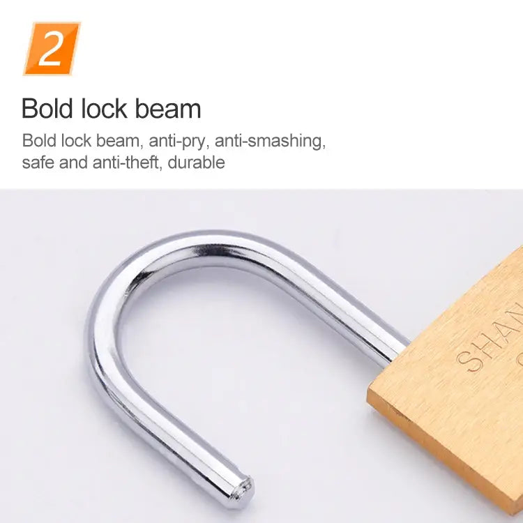 Copper Padlock Small Lock Style: Long Lock Beam 50mm Not Open Long 50mm Not Open - Long, 50mm Not Open