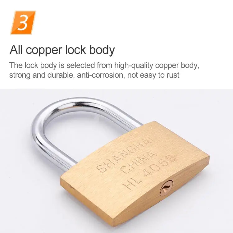 Copper Padlock Small Lock Style: Long Lock Beam 50mm Not Open Long 50mm Not Open - Long, 50mm Not Open