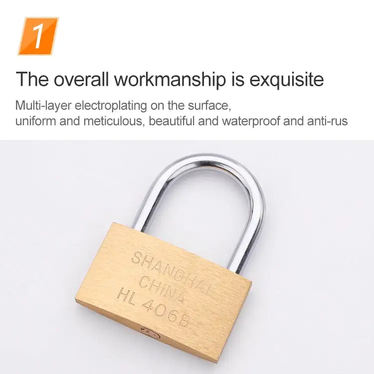 Copper Padlock Small Lock Style: Long Lock Beam 50mm Not Open Long 50mm Not Open - Long, 50mm Not Open