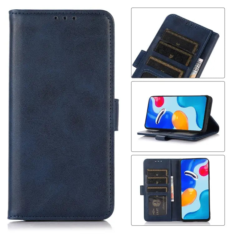 Cow Texture Leather Phone Case - For iPhone 15 / Blue