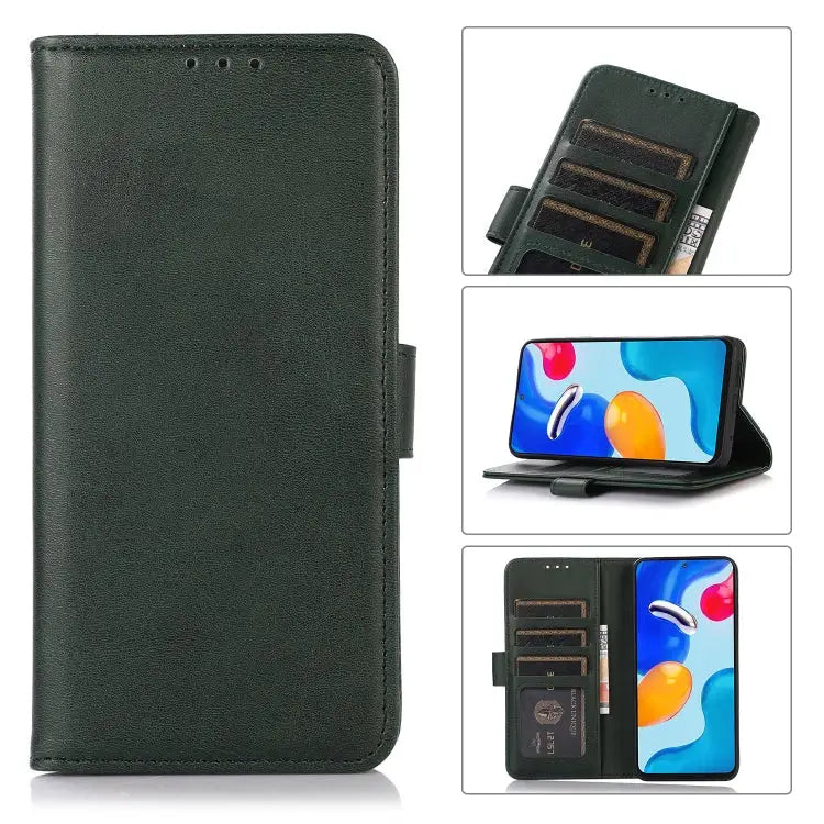 Cow Texture Leather Phone Case - For iPhone 15 / Green