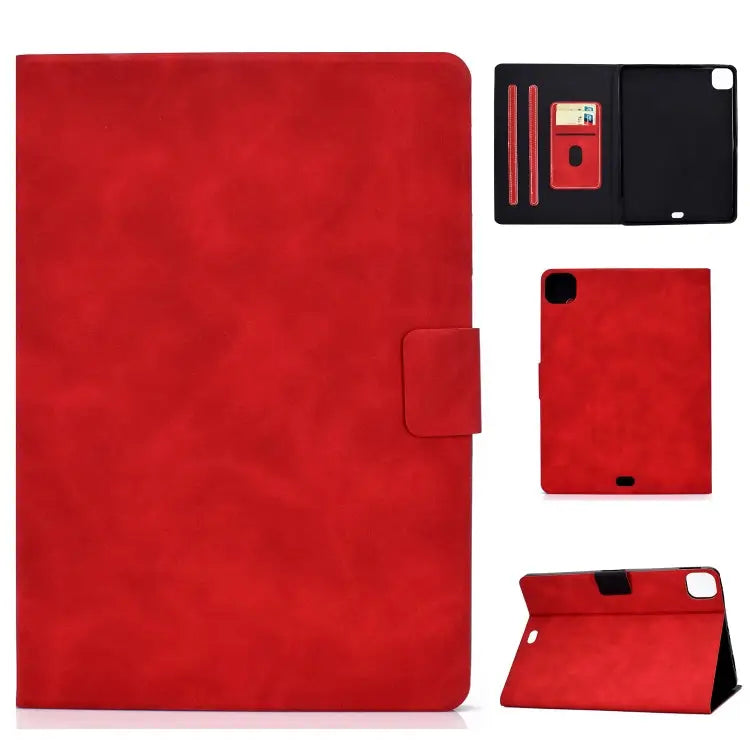 Cowhide Texture Leather Smart Tablet Case For iPad Pro 11 2024 For iPad Air 2022 10.9 - For iPad Pro 11 2024 / Red
