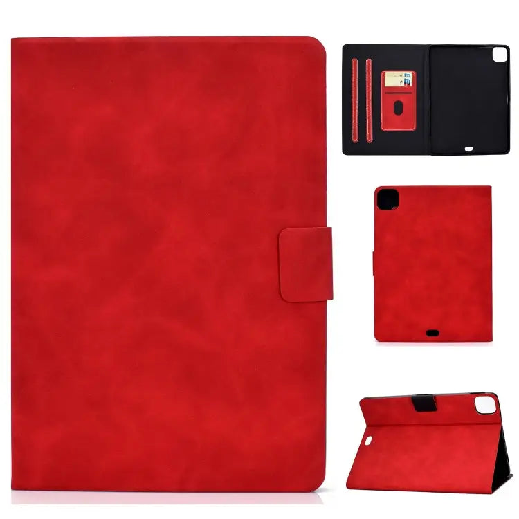 Cowhide Texture Leather Smart Tablet Case For iPad Pro 11 2024 For iPad Air 2022 10.9 - For iPad Air 2022 10.9 / Red