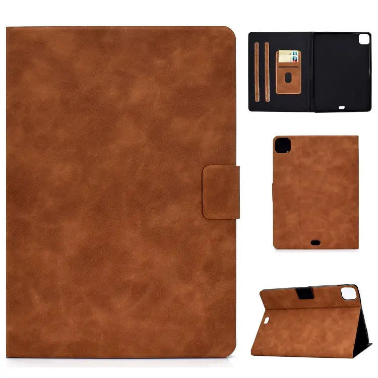 Cowhide Texture Leather Smart Tablet Case For iPad Pro 11 2024 For iPad Air 2022 10.9 - For iPad Pro 11 2024 / Brown