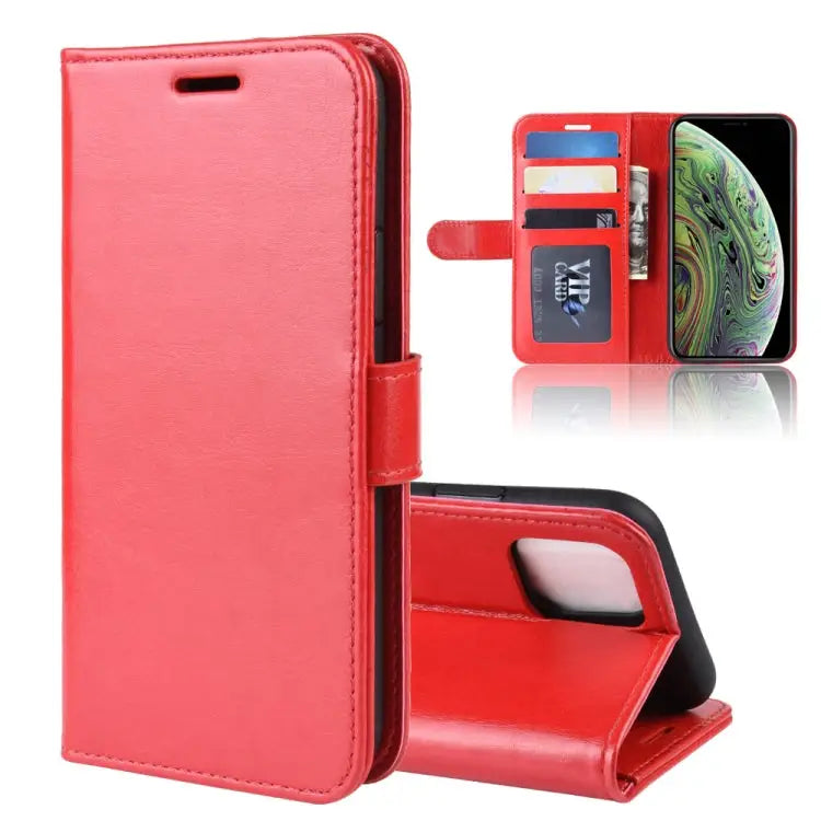 Crazy Horse PU Leather Flip Stand Cell Phone Cover with Wallet for iPhone XI (2019) - Red - Apple Accessories