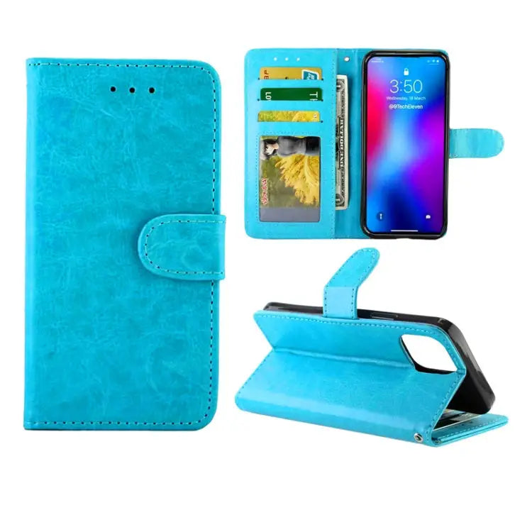 Crazy Horse Texture Leather Horizontal Flip Protective Case with Holder & Card Slots & Wallet & Photo Frame For iPhone