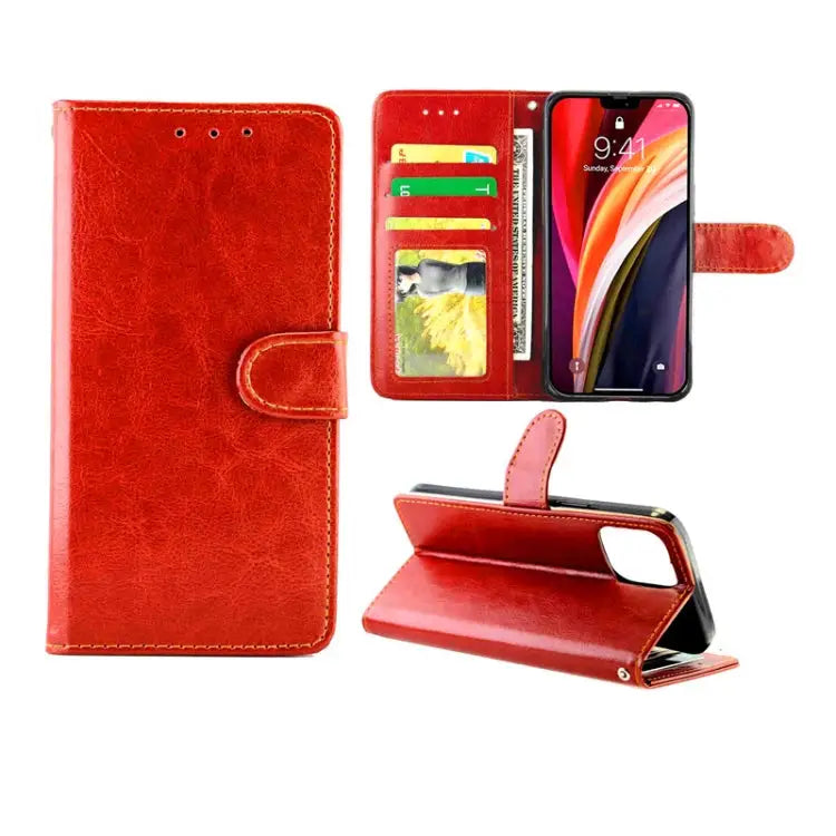 Crazy Horse Texture Leather Horizontal Flip Protective Case with Holder & Card Slots & Wallet & Photo Frame For iPhone