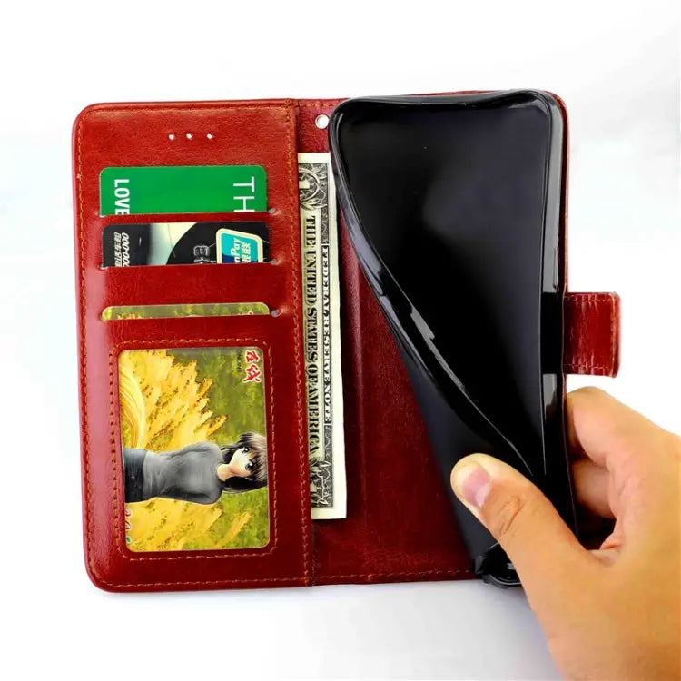 Crazy Horse Texture Leather Horizontal Flip Protective Case with Holder & Card Slots & Wallet & Photo Frame For iPhone