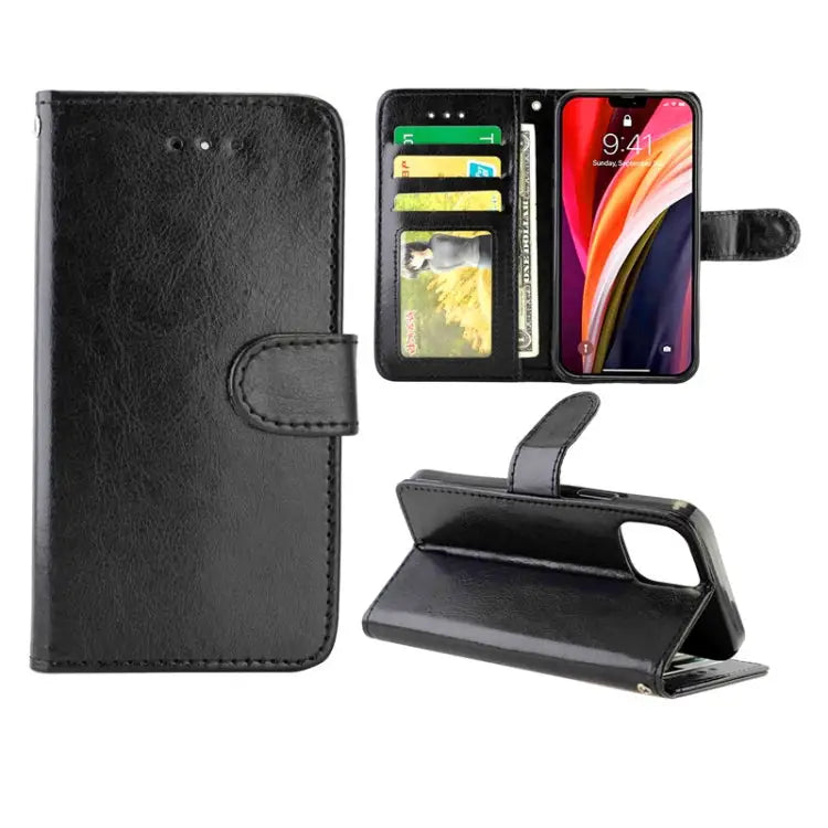 Crazy Horse Texture Leather Horizontal Flip Protective Case with Holder & Card Slots & Wallet & Photo Frame For iPhone