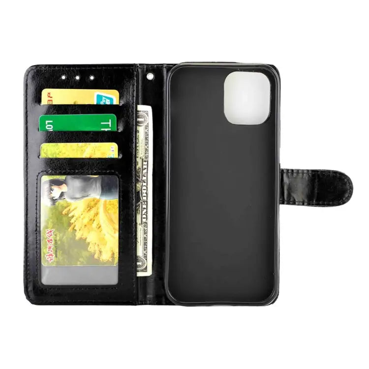 Crazy Horse Texture Leather Horizontal Flip Protective Case with Holder & Card Slots & Wallet & Photo Frame For iPhone