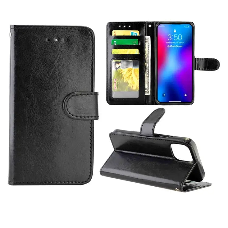 Crazy Horse Texture Leather Horizontal Flip Protective Case with Holder & Card Slots & Wallet & Photo Frame For iPhone
