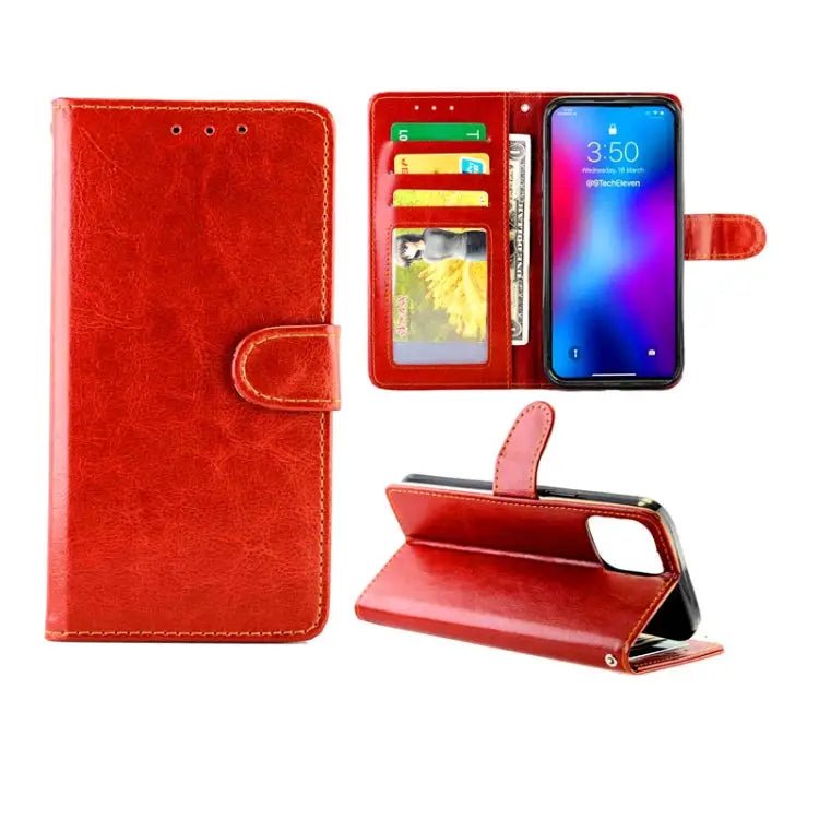 Crazy Horse Texture Leather Horizontal Flip Protective Case with Holder & Card Slots & Wallet & Photo Frame For iPhone