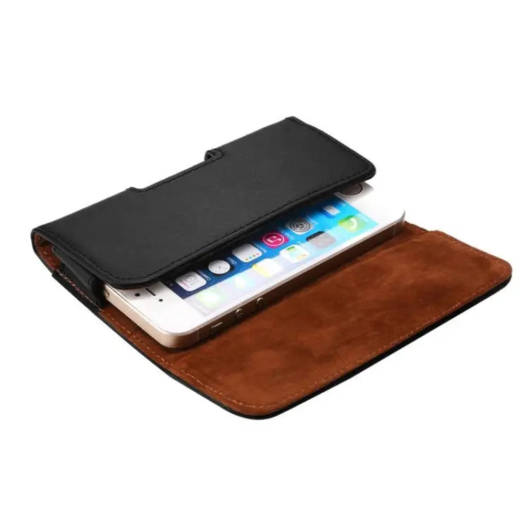 Crazy Horse Texture Vertical Flip Genuine Leather Case / Waist Bag with Back Splint for iPhone 4S / 5 / 5S / 5C - Black
