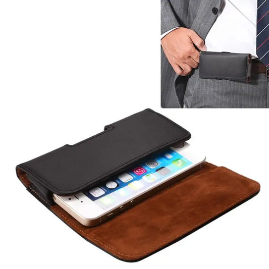 Crazy Horse Texture Vertical Flip Genuine Leather Case / Waist Bag with Back Splint for iPhone 4S / 5 / 5S / 5C - Black