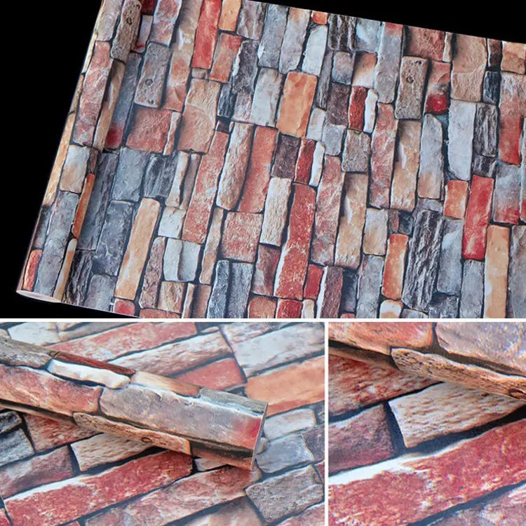 Creative 3D Color Stone Brick Decoration Wallpaper Stickers Bedroom Living Room Wall Waterproof Wallpaper Roll Size: 45