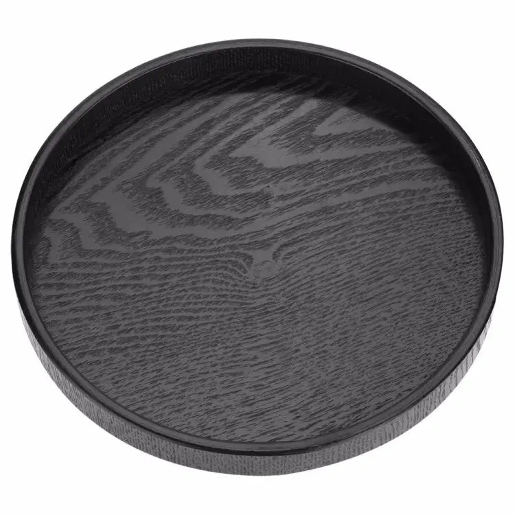Creative Round Solid Wood Tea Tray Hotel Wooden Tay Storage Tray Diameter: 27 cm Black Diameter: 27cm - Black,