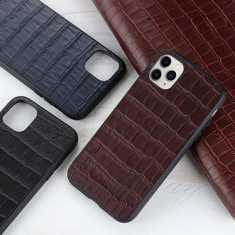 Crocodile Texture Genuine Leather Protective Case For iPhone 11 For iPhone 11 Pro For iPhone 11 Pro Max For iPhone 12
