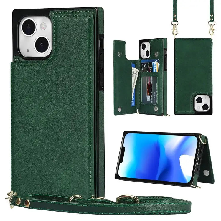 Cross-body Square Dual-Buckle Card Flip Wallet Phone Case For iPhone 14 For iPhone 14 Plus For iPhone 14 Pro For iPhone