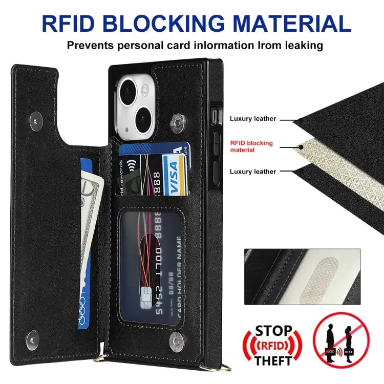 Cross-body Square Dual-Buckle Card Flip Wallet Phone Case For iPhone 14 For iPhone 14 Plus For iPhone 14 Pro For iPhone
