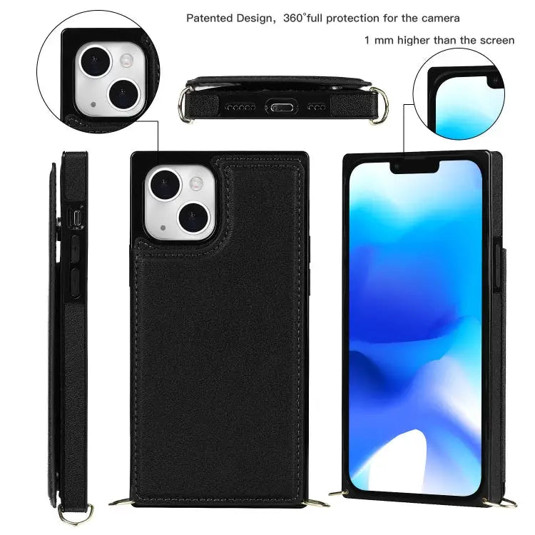 Cross-body Square Dual-Buckle Card Flip Wallet Phone Case For iPhone 14 For iPhone 14 Plus For iPhone 14 Pro For iPhone