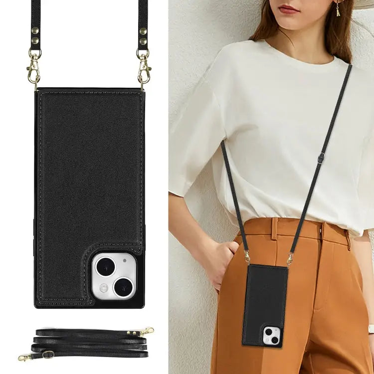 Cross-body Square Dual-Buckle Card Flip Wallet Phone Case For iPhone 14 For iPhone 14 Plus For iPhone 14 Pro For iPhone