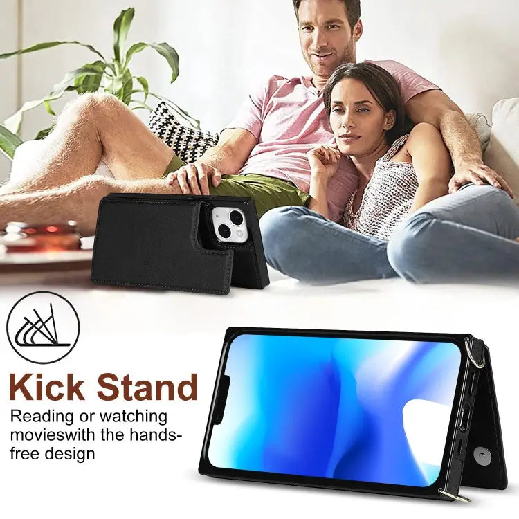 Cross-body Square Dual-Buckle Card Flip Wallet Phone Case For iPhone 14 For iPhone 14 Plus For iPhone 14 Pro For iPhone