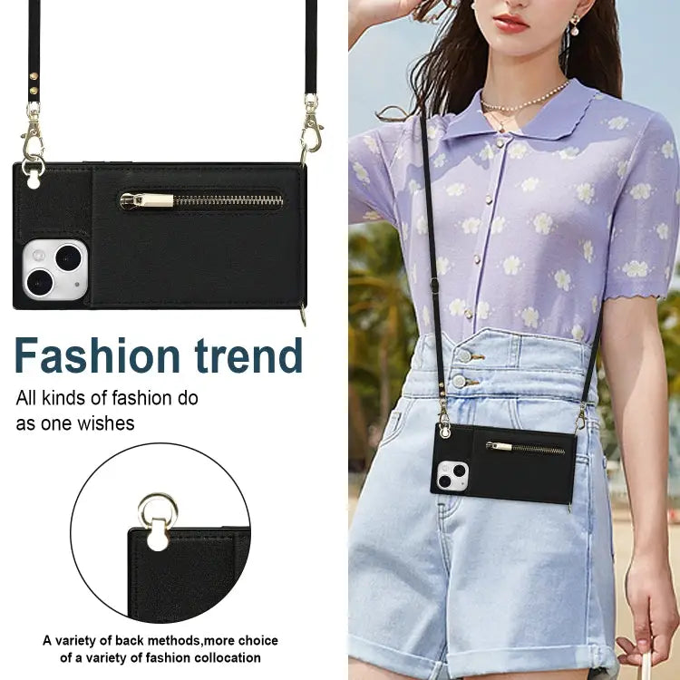 Cross-body Zipper Square Phone Case with Holder For iPhone 13 mini For iPhone 13 For iPhone 13 Pro For iPhone 13 Pro