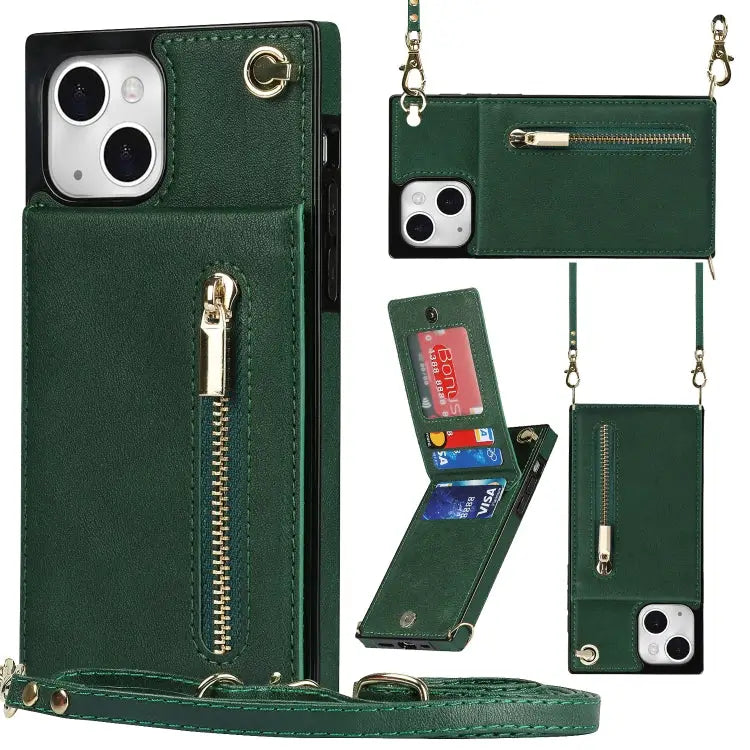 Cross-body Zipper Square Phone Case with Holder For iPhone 13 mini For iPhone 13 For iPhone 13 Pro For iPhone 13 Pro