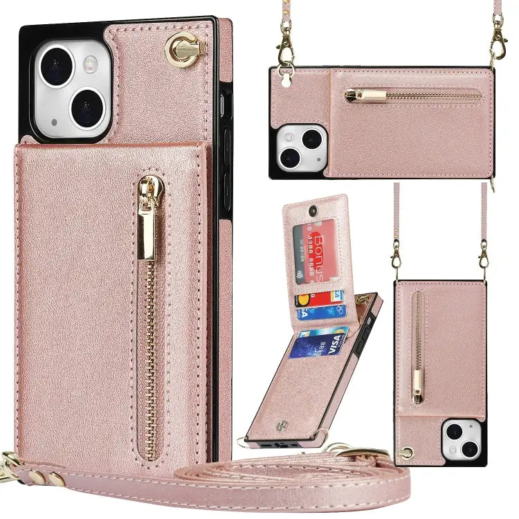 Cross-body Zipper Square Phone Case with Holder For iPhone 13 mini For iPhone 13 For iPhone 13 Pro For iPhone 13 Pro