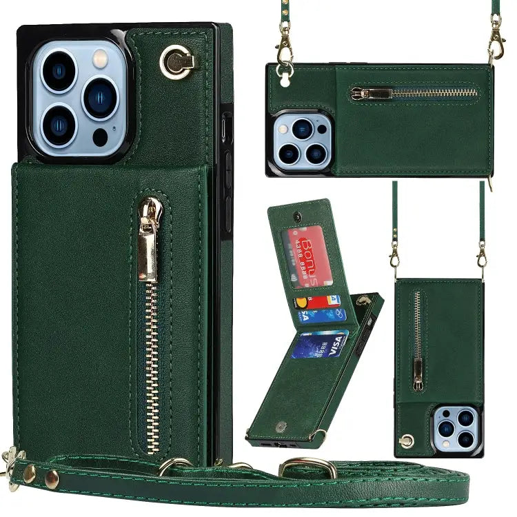 Cross-body Zipper Square Phone Case with Holder For iPhone 13 mini For iPhone 13 For iPhone 13 Pro For iPhone 13 Pro