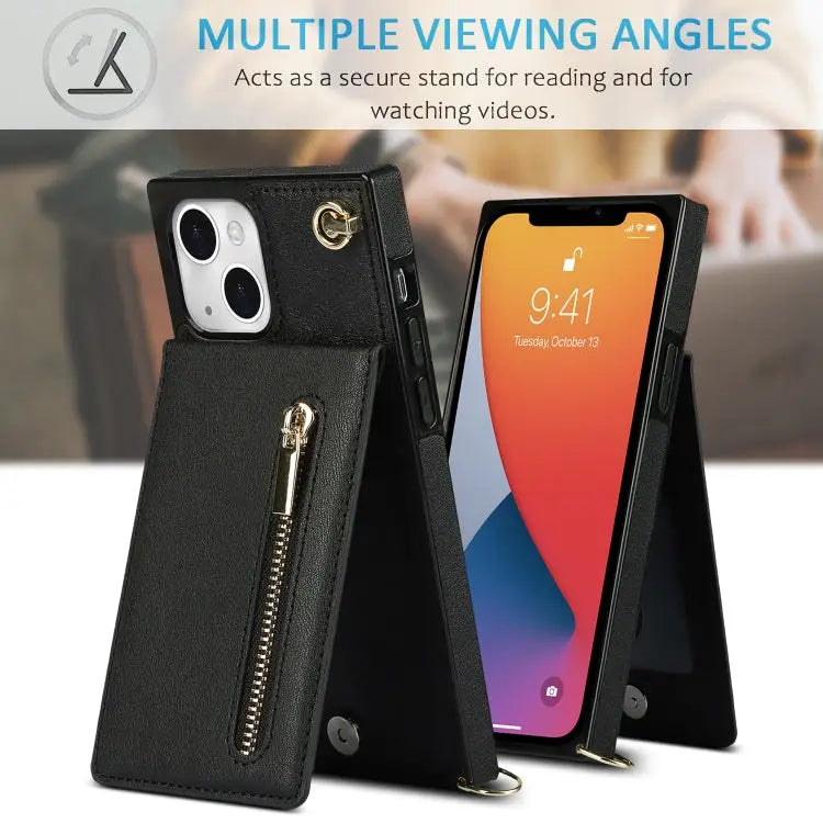 Cross-body Zipper Square Phone Case with Holder For iPhone 13 mini For iPhone 13 For iPhone 13 Pro For iPhone 13 Pro