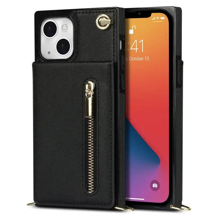 Cross-body Zipper Square Phone Case with Holder For iPhone 13 mini For iPhone 13 For iPhone 13 Pro For iPhone 13 Pro