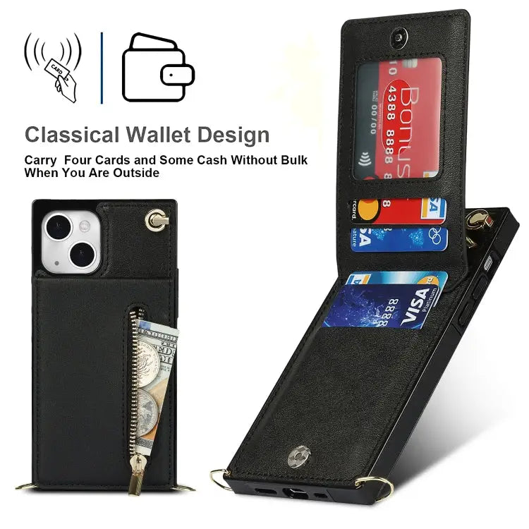 Cross-body Zipper Square Phone Case with Holder For iPhone 13 mini For iPhone 13 For iPhone 13 Pro For iPhone 13 Pro