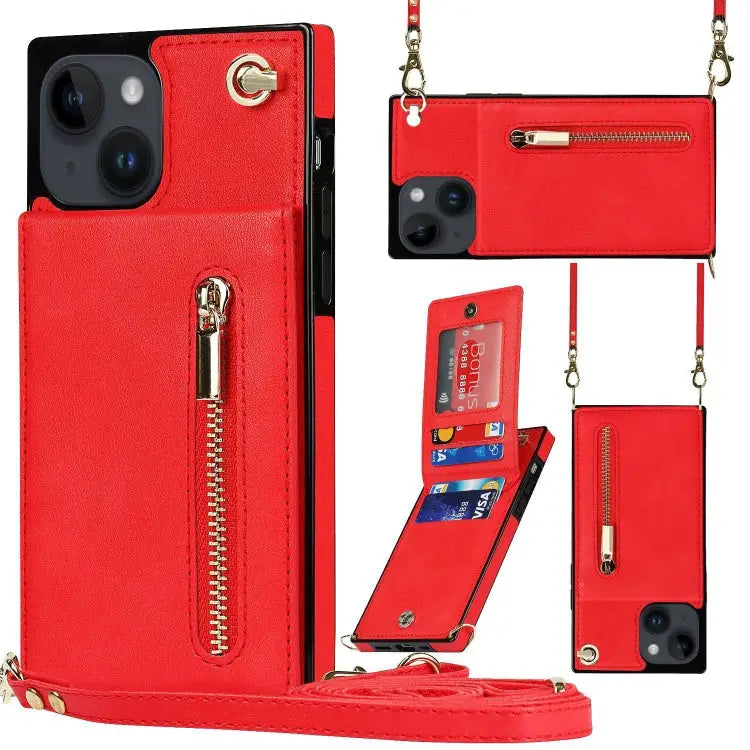 Cross-body Zipper Square Phone Case with Holder For iPhone 14 For iPhone 14 Plus For iPhone 14 Pro For iPhone 14 Pro
