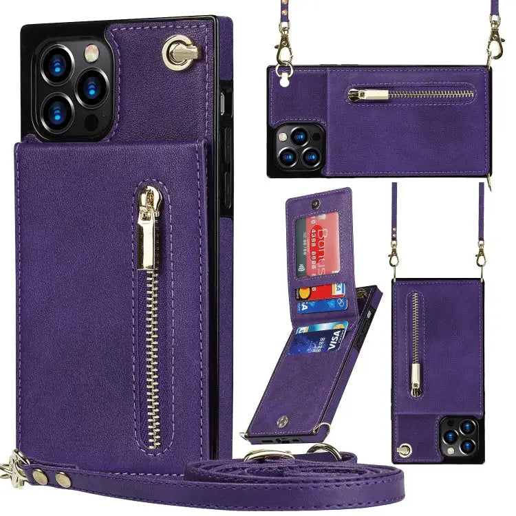 Cross-body Zipper Square Phone Case with Holder For iPhone 14 For iPhone 14 Plus For iPhone 14 Pro For iPhone 14 Pro