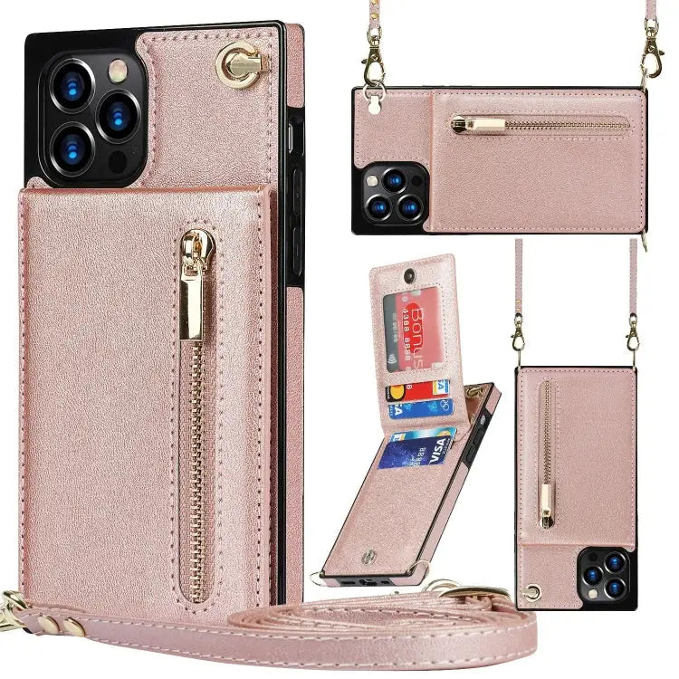 Cross-body Zipper Square Phone Case with Holder For iPhone 14 For iPhone 14 Plus For iPhone 14 Pro For iPhone 14 Pro