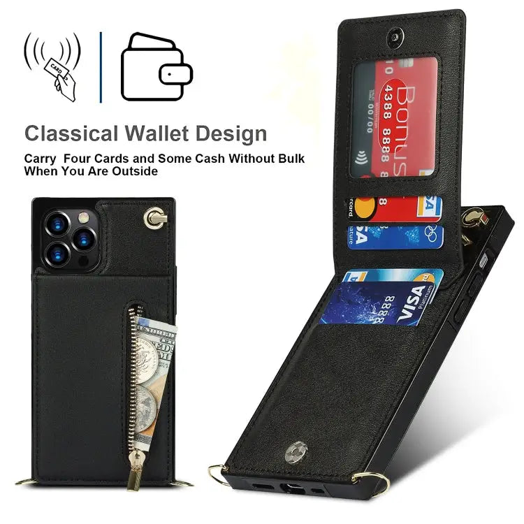 Cross-body Zipper Square Phone Case with Holder For iPhone 14 For iPhone 14 Plus For iPhone 14 Pro For iPhone 14 Pro