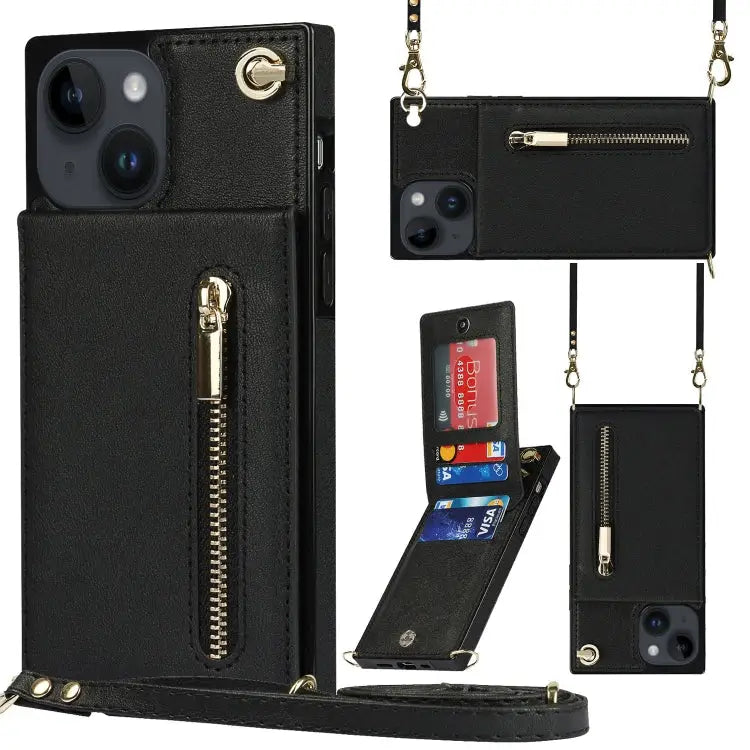 Cross-body Zipper Square Phone Case with Holder For iPhone 14 For iPhone 14 Plus For iPhone 14 Pro For iPhone 14 Pro