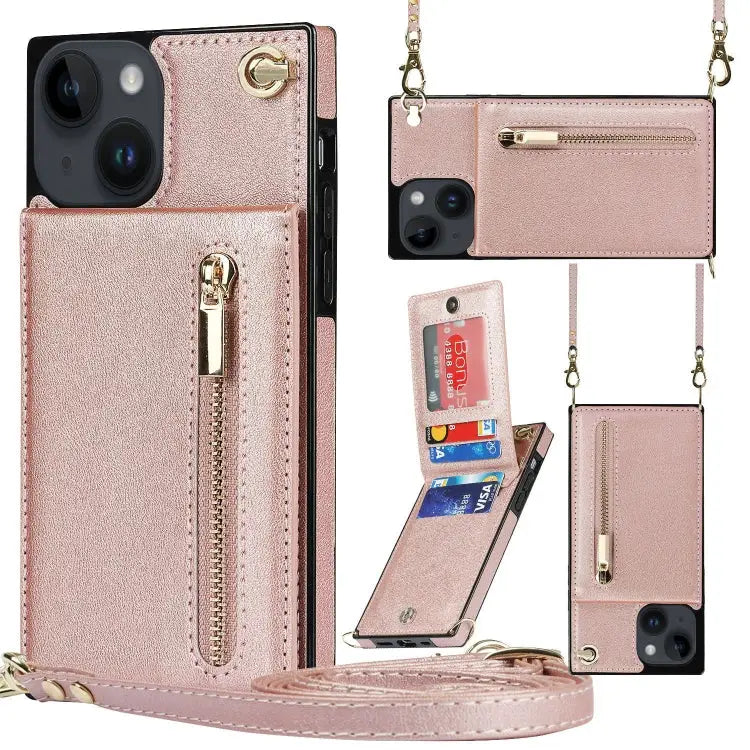Cross-body Zipper Square Phone Case with Holder For iPhone 14 For iPhone 14 Plus For iPhone 14 Pro For iPhone 14 Pro