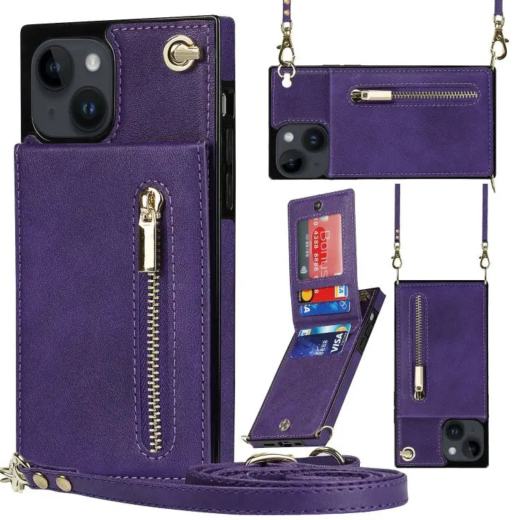 Cross-body Zipper Square Phone Case with Holder For iPhone 14 For iPhone 14 Plus For iPhone 14 Pro For iPhone 14 Pro