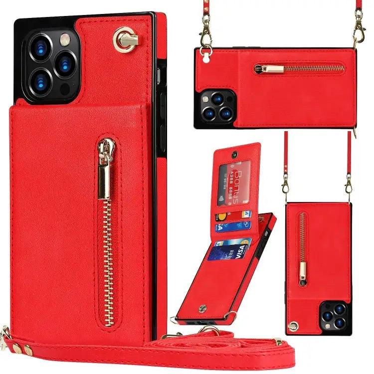 Cross-body Zipper Square Phone Case with Holder For iPhone 14 For iPhone 14 Plus For iPhone 14 Pro For iPhone 14 Pro