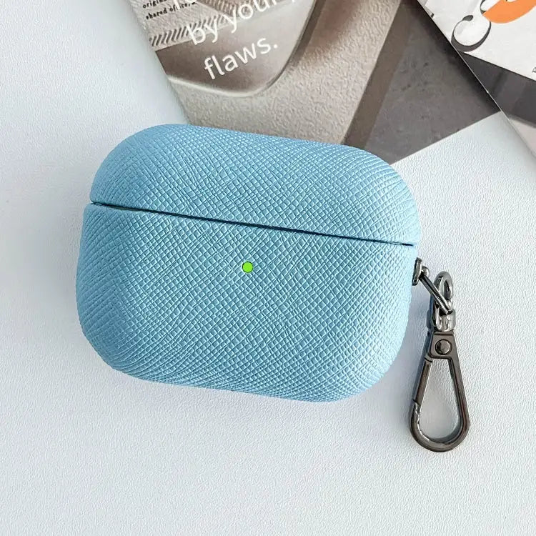 Cross Texture PU Leather Bluetooth Earphone Protective Case For AirPods Pro - For AirPods Pro / Sky Blue - Apple