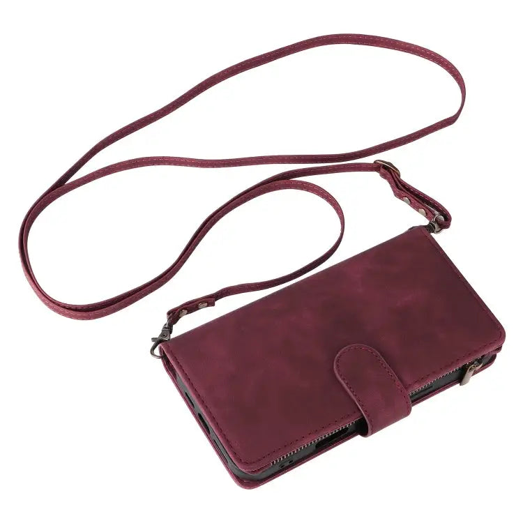 Crossbody Multi-card Slot Wallet Zipper Leather Phone Case For iPhone 16 For iPhone 15 Pro Max For iPhone 15 Pro